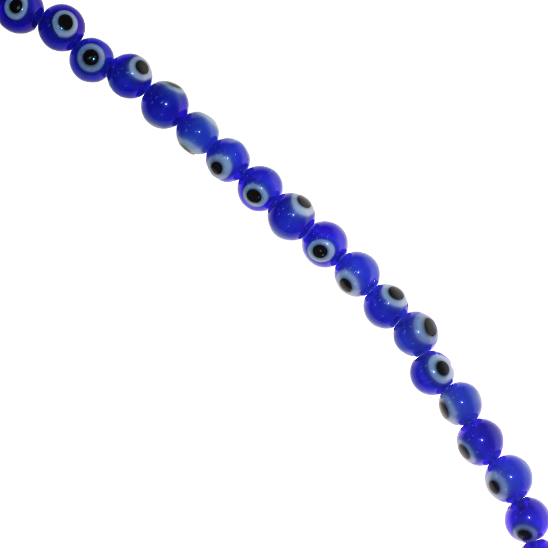 Glass Beads, Evil Eye, 6mm, 64 pcs per strand