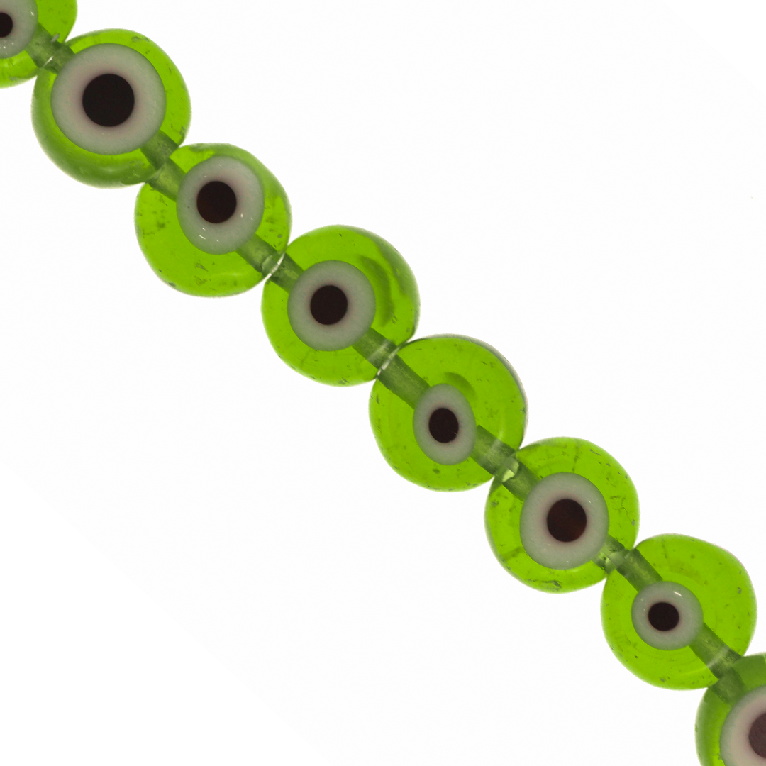 Glass Beads, Flat Evil Eye, Available in Multiple Colours and Sizes