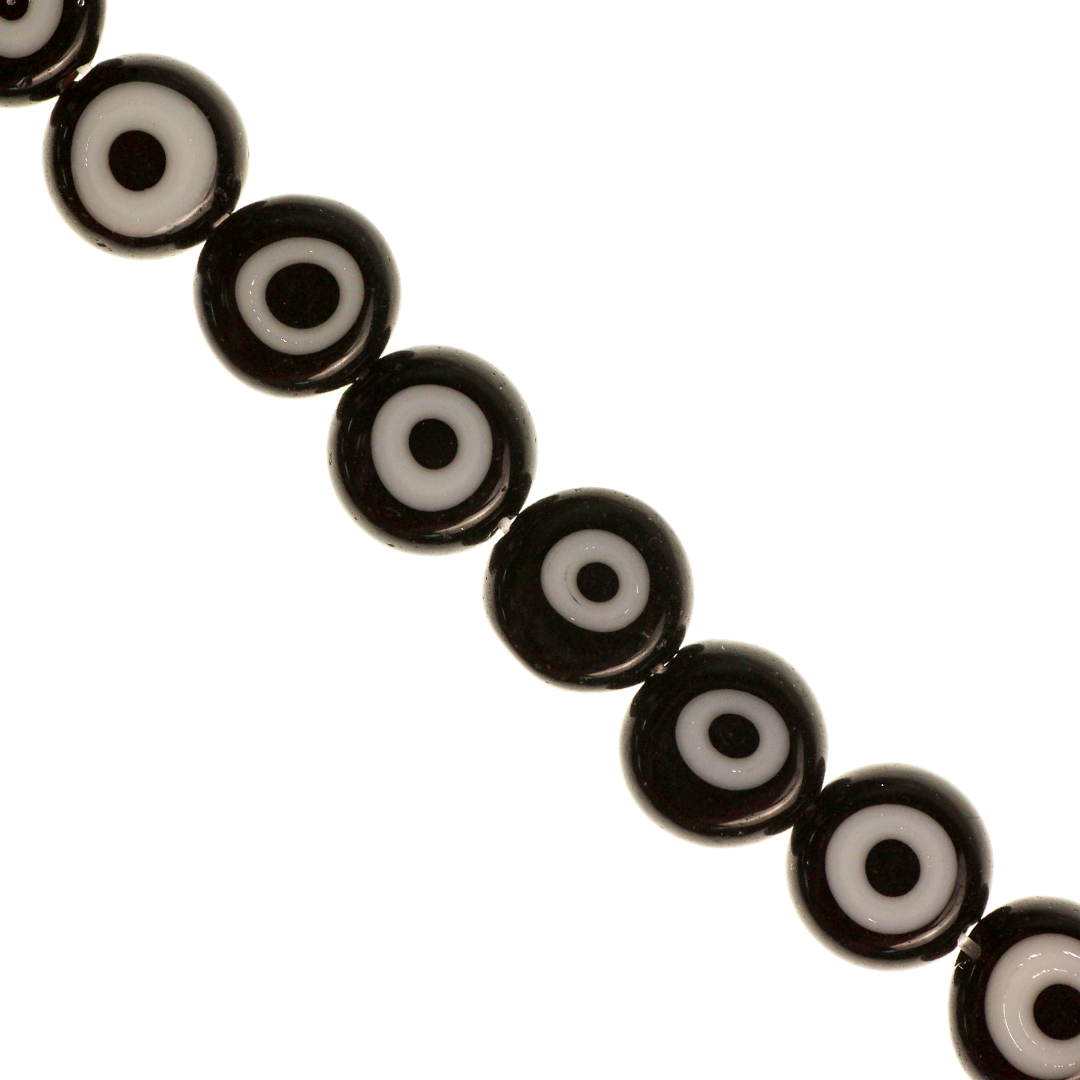 Glass Beads, Flat Evil Eye, Available in Multiple Colours and Sizes