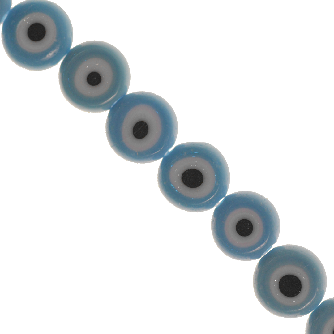 Glass Beads, Flat Evil Eye, Available in Multiple Colours and Sizes
