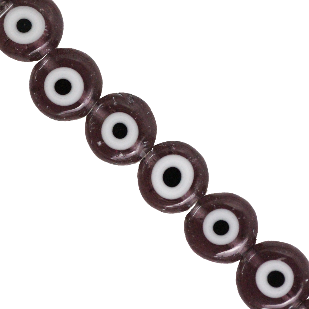 Glass Beads, Flat Evil Eye, Available in Multiple Colours and Sizes