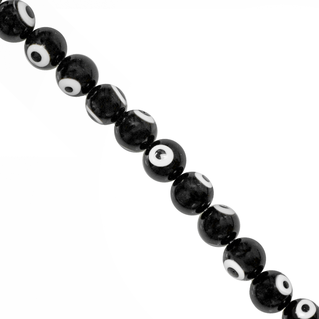 Glass Beads, Black Evil Eye, Available in Multiple Sizes