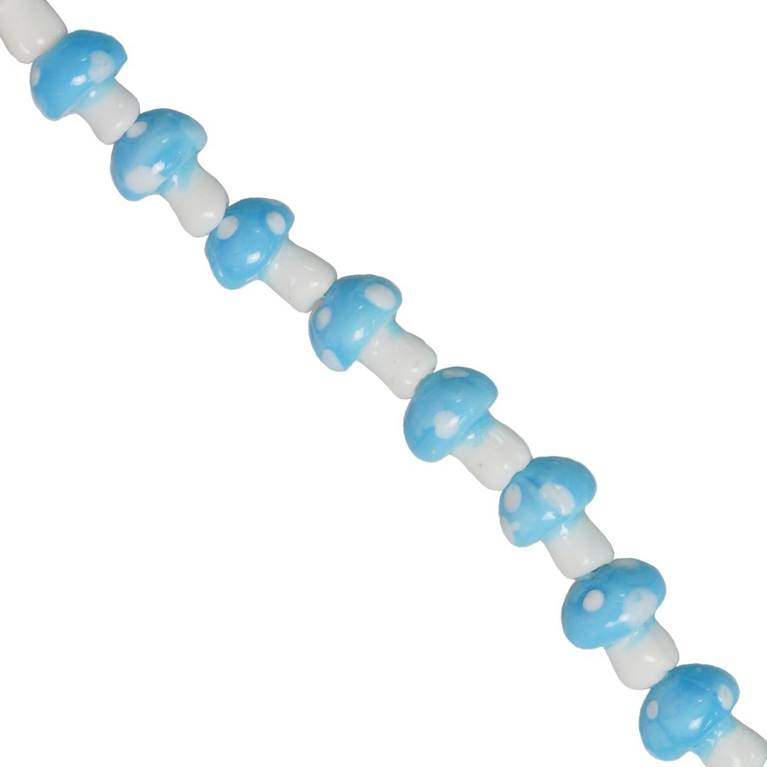 Glass Beads, Mushroom, Available in Multiple Sizes and Colours
