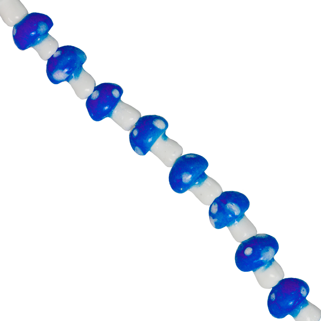 Glass Beads, Mushroom, Available in Multiple Sizes and Colours