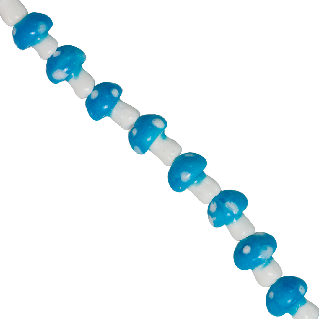 Glass Beads, Mushroom, Available in Multiple Sizes and Colours