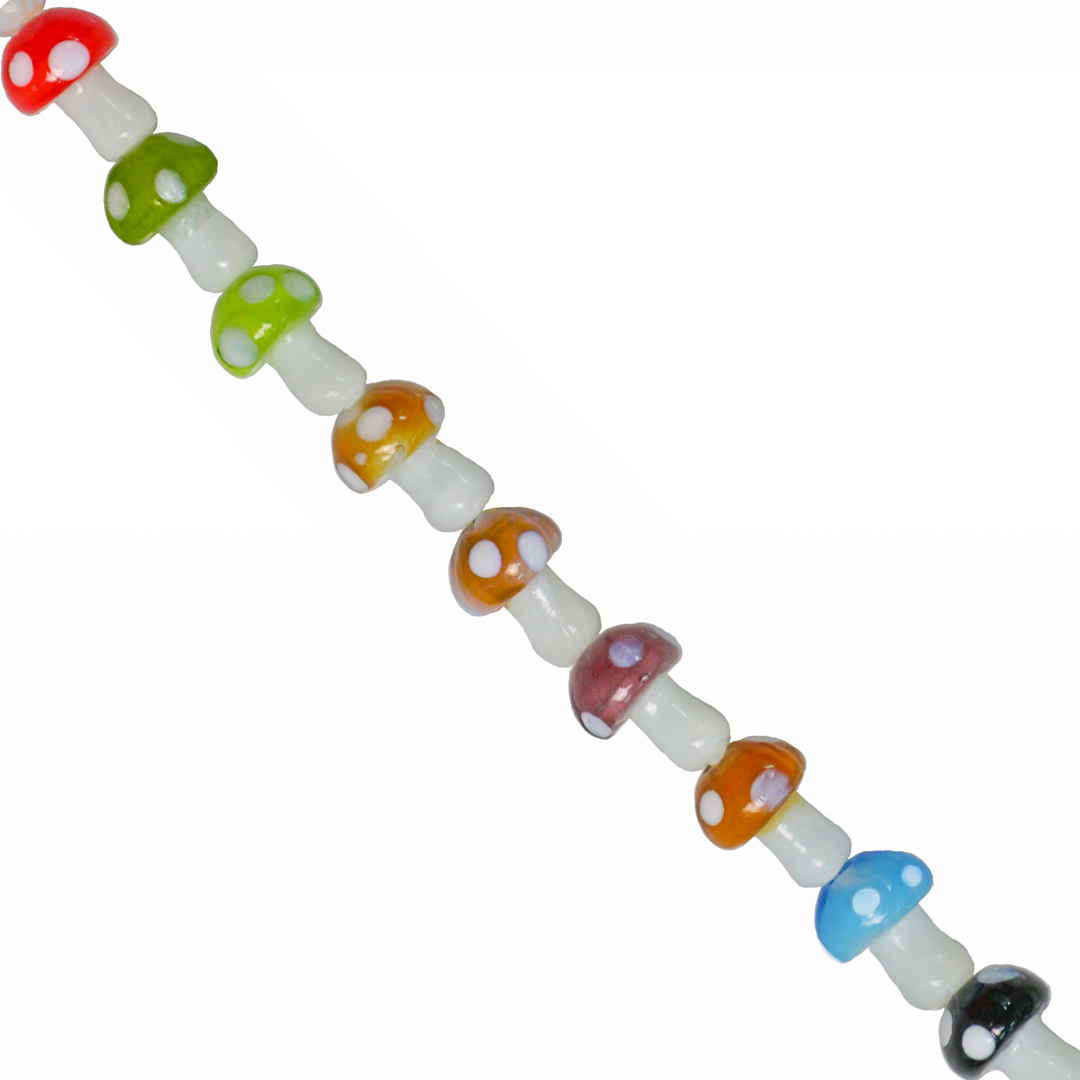 Glass Beads, Mushroom, Available in Multiple Sizes and Colours