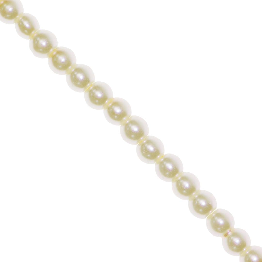 Glass Pearls, Ivory, 16mm - 1mm (hole), 50 pcs per strand