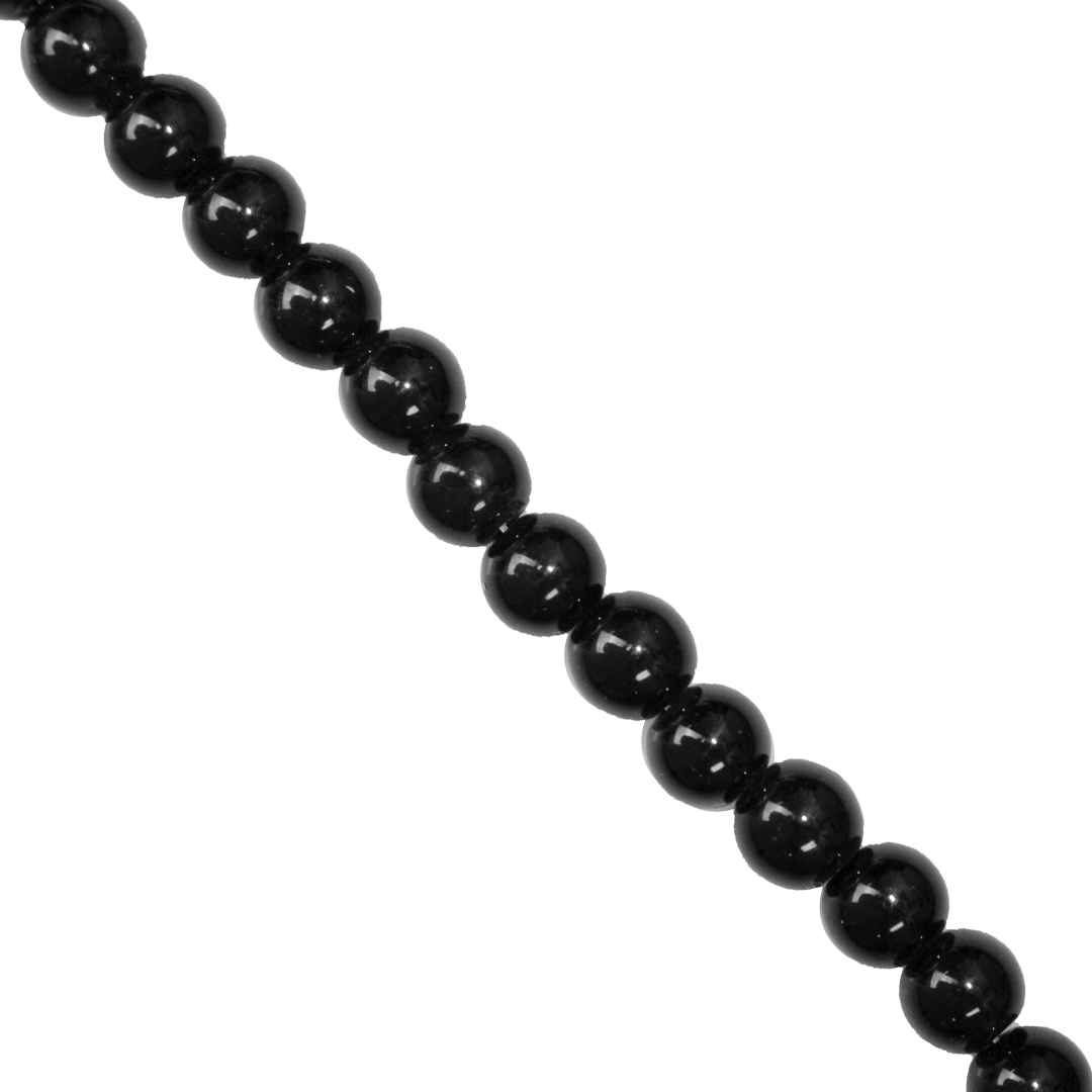 Glass Pearls, Black, 12mm, Approx 70 pcs per strand