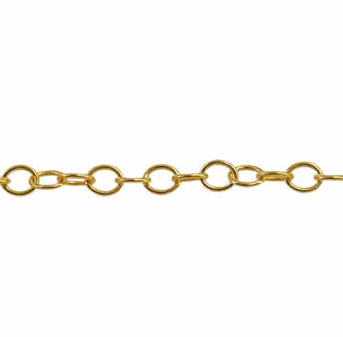 Chain, Cable Link, 3mm, Sterling Silver with Gold - Sold per Inch