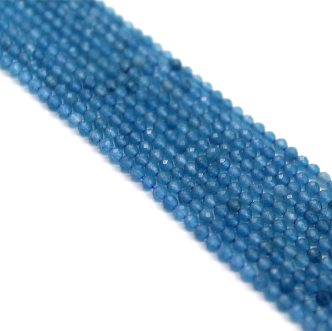 Faceted Blue Jade, Semi-Precious Stone, 2mm, 160 pcs per strand