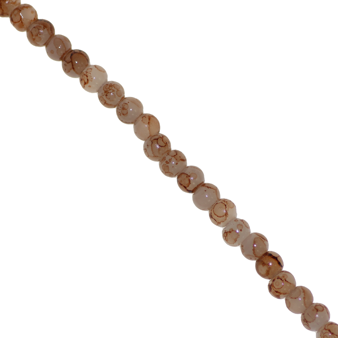 Marble Style Glass Beads, Tie Dyed, 4mm, Approx 190 pcs per strand, Available in Multiple Colours