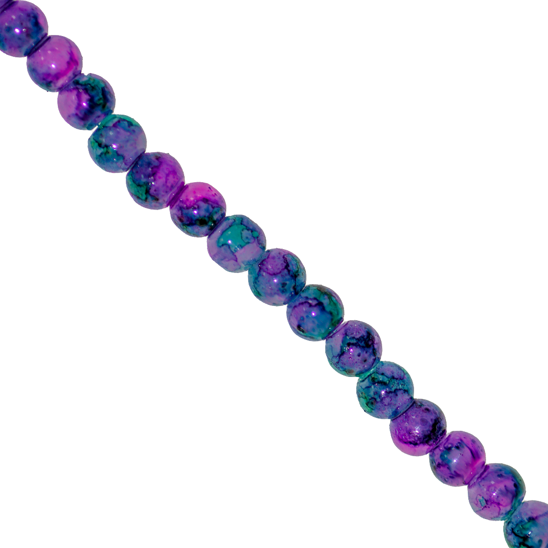 Marble Style Glass Beads, Tie Dye, 4mm, Approx 190 pcs per strand, Available in Multiple Colours