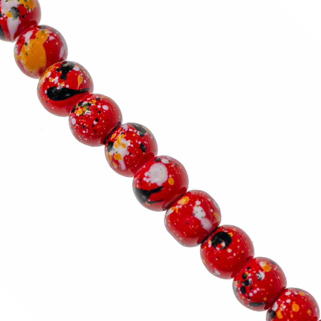 Marble Style Glass Beads, Splatter Paint Design, 6mm, Available in Multiple Colours