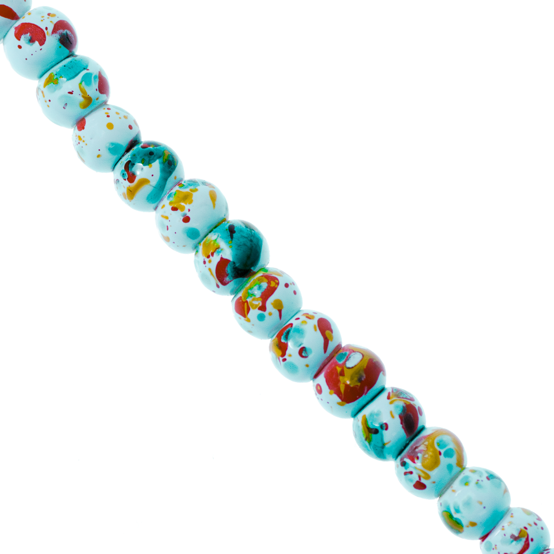 Marble Style Glass Beads, Splatter Paint Design, 6mm, Available in Multiple Colours