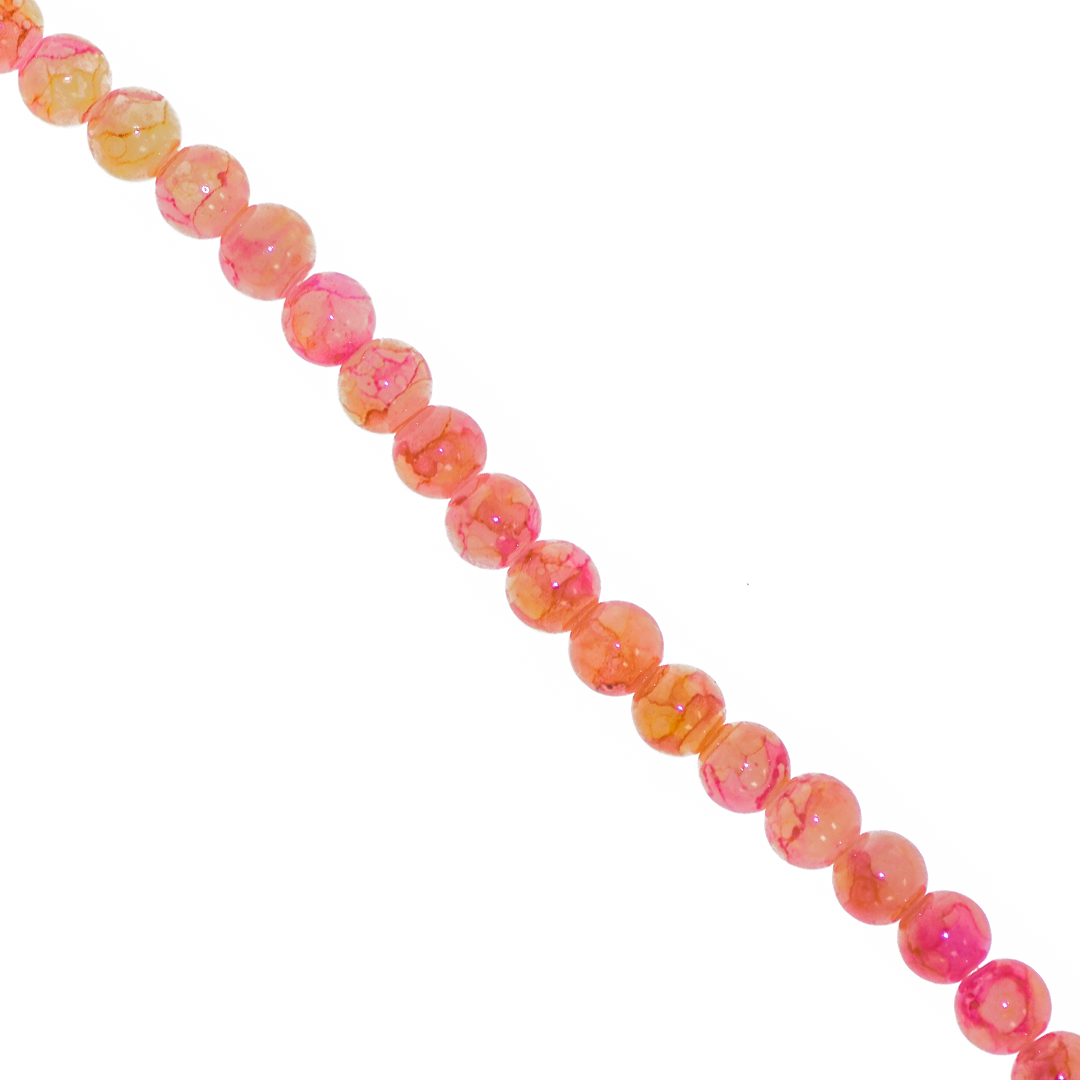 Marble Style Glass Beads, 6mm, Tie Dye, 140 pcs per strand, Available in Multiple Colours