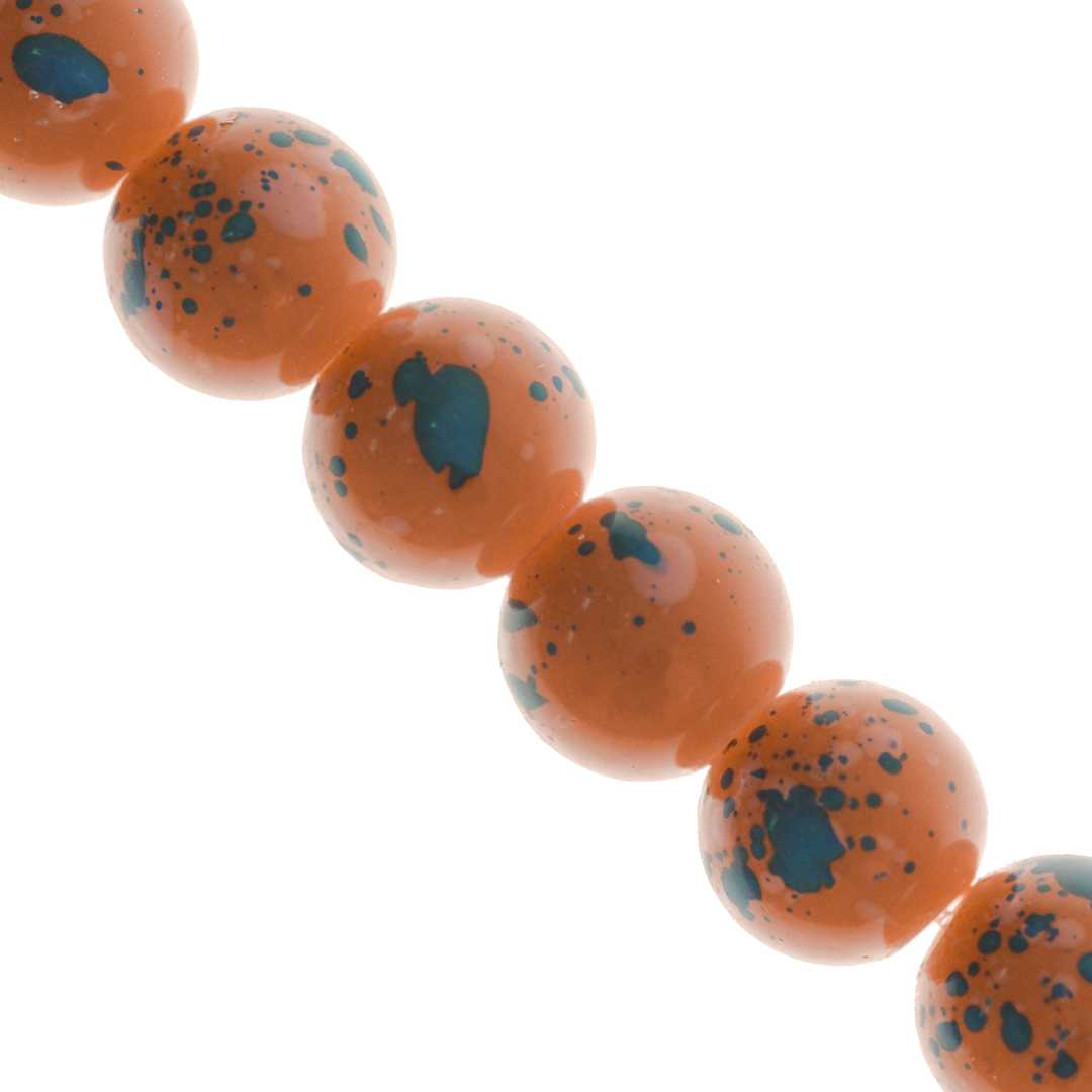 Marble Style Glass Beads, Splatter Paint Design, 8mm, Available in Multiple Colours