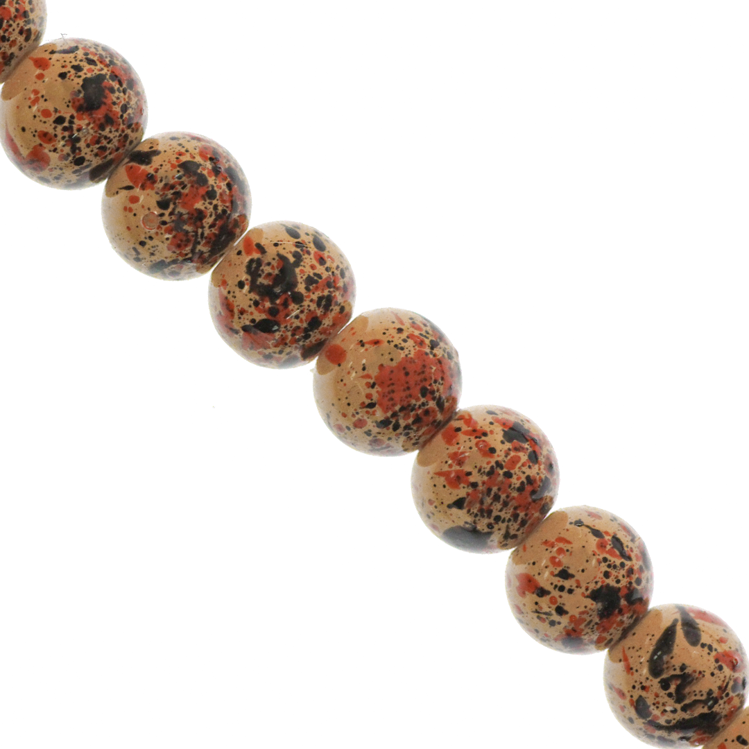 Marble Style Glass Beads, Splatter Paint Design, 10mm, Available in Multiple Colours