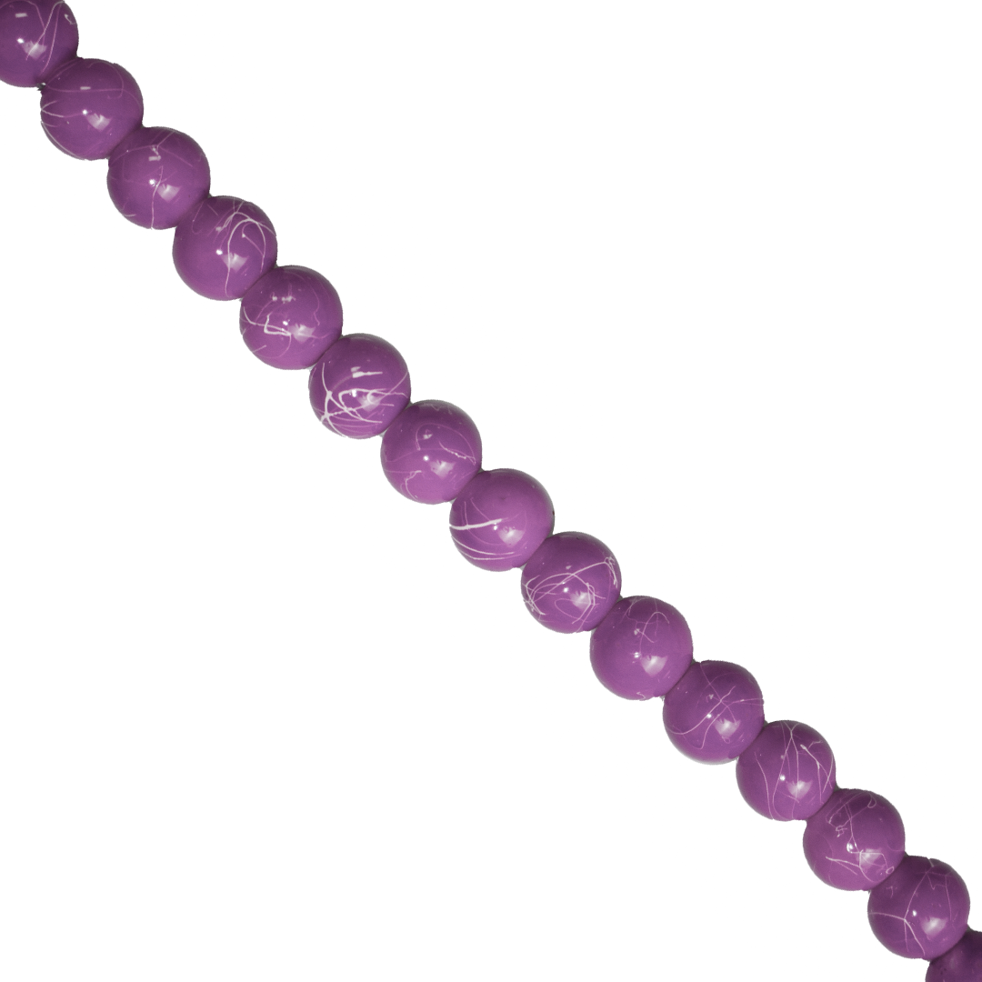 Marble Style Glass Beads, Splatter White Lines, 10mm, 82 pcs per strand, Available in Multiple Colours