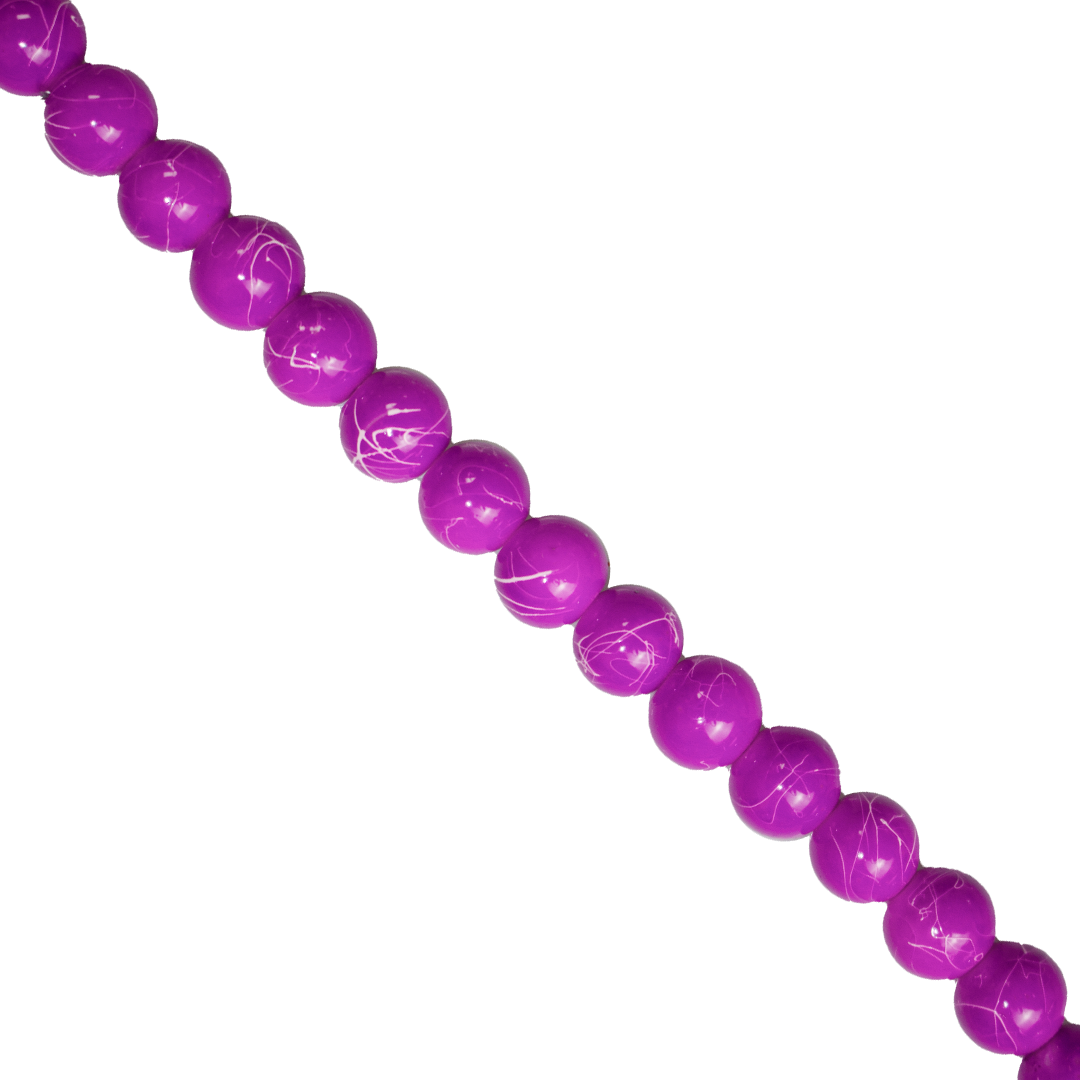 Marble Style Glass Beads, Splatter White Lines, 10mm, 82 pcs per strand, Available in Multiple Colours