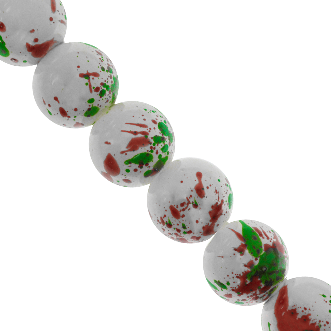 Marble Style Glass Beads, Splatter Paint Design, 10mm, Available in Multiple Colours