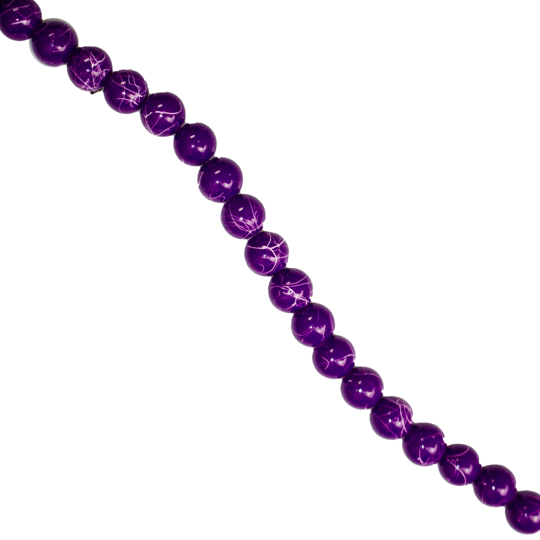 Marble Style Glass Beads, Splatter White Lines, 10mm, 82 pcs per strand, Available in Multiple Colours
