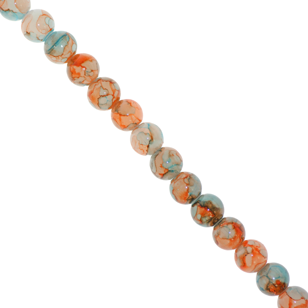 Marble Style Glass Beads, 10mm, Tie Dye, Approx 80 pcs per strand, Available in Multiple Colours