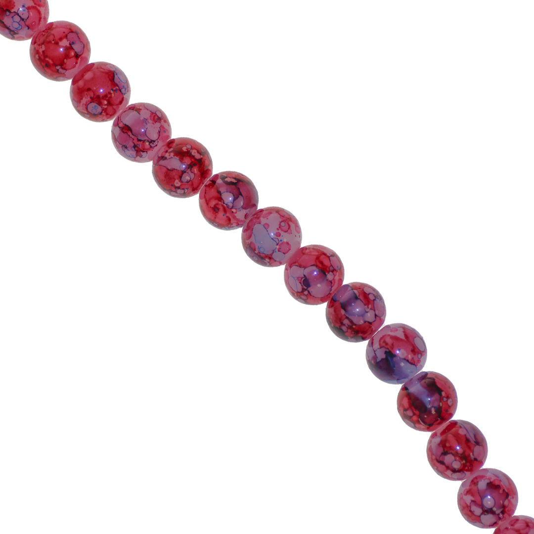 Marble Style Glass Beads, 10mm, Tie Dye, Approx 80 pcs per strand, Available in Multiple Colours
