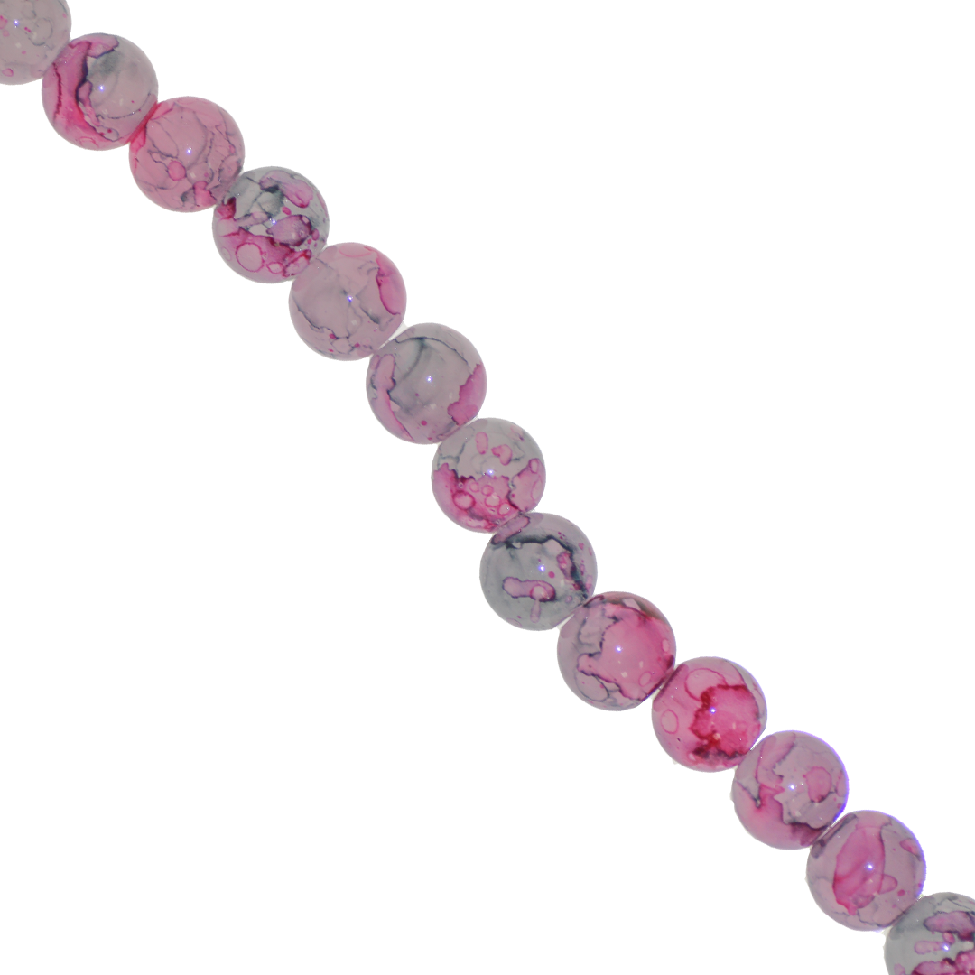 Marble Style Glass Beads, Tie Dye, 4mm, Approx 190 pcs per strand, Available in Multiple Colours