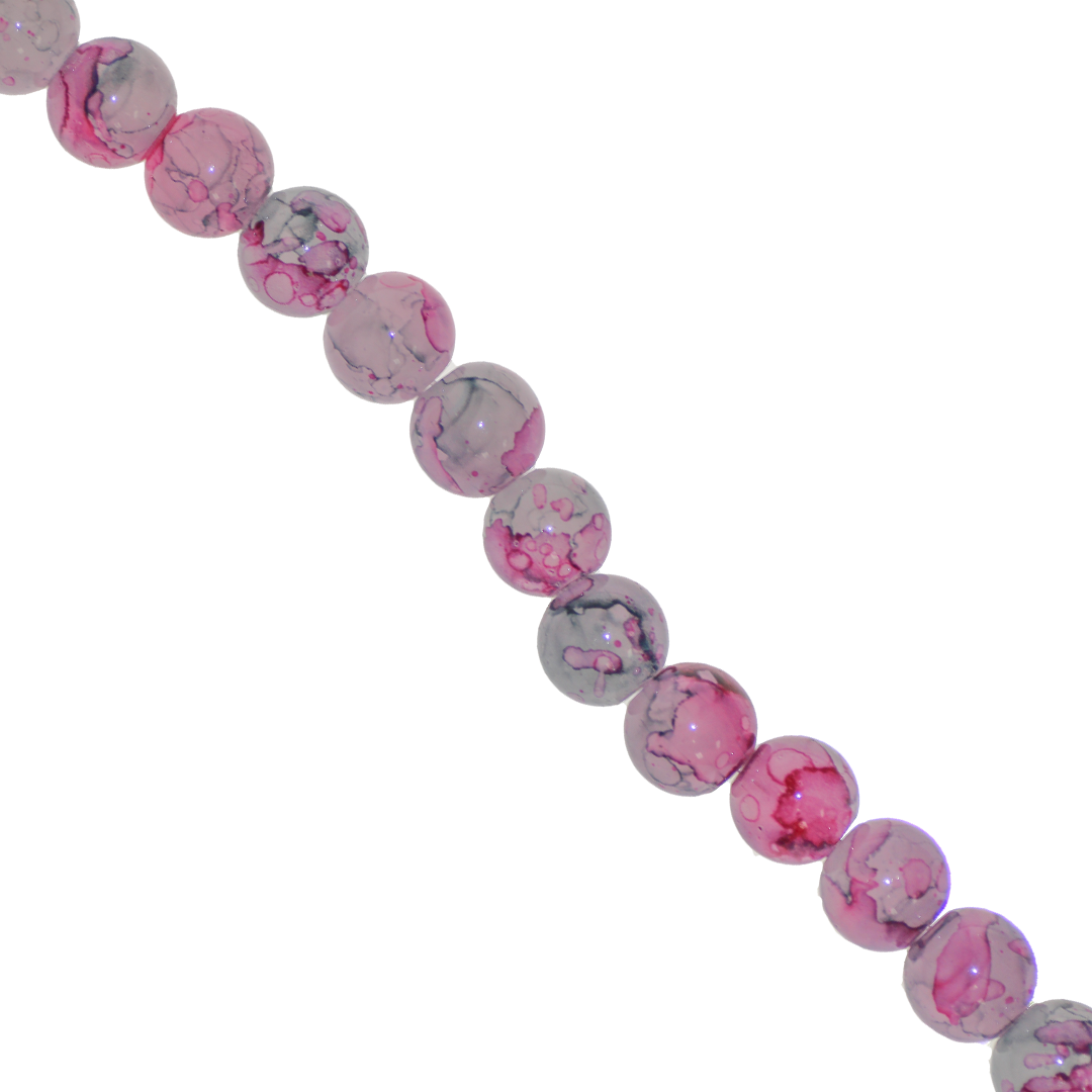 Marble Style Glass Beads, 10mm, Tie Dye, Approx 80 pcs per strand, Available in Multiple Colours