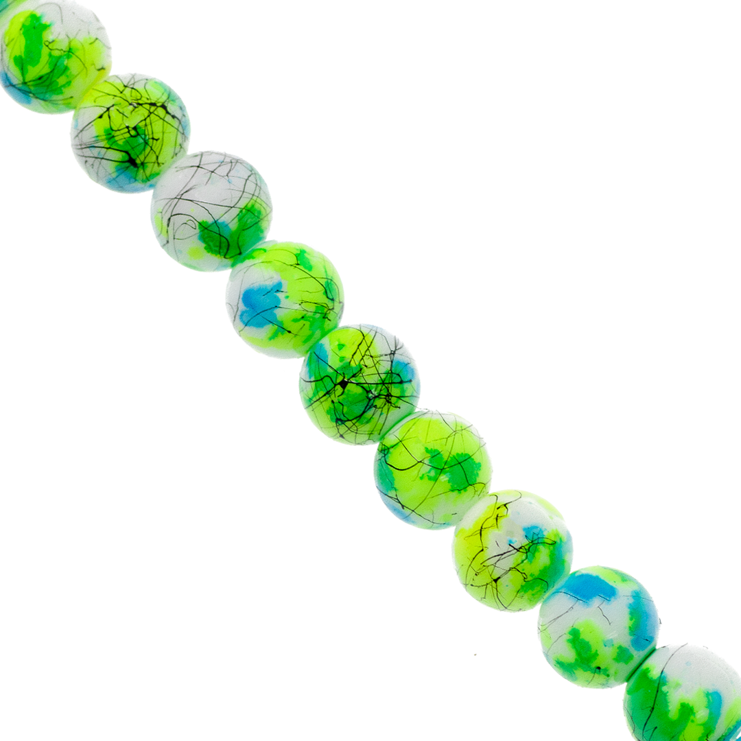 Marble Style Glass Beads, Splatter Black Lines, Available in Multiple Colours and Sizes