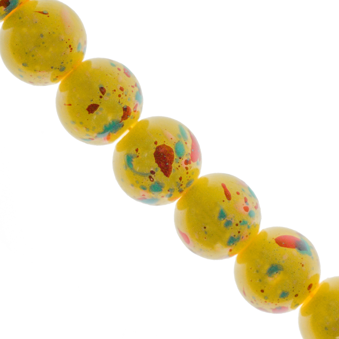 Marble Style Glass Beads, Splatter Paint Design, 6mm, Available in Multiple Colours