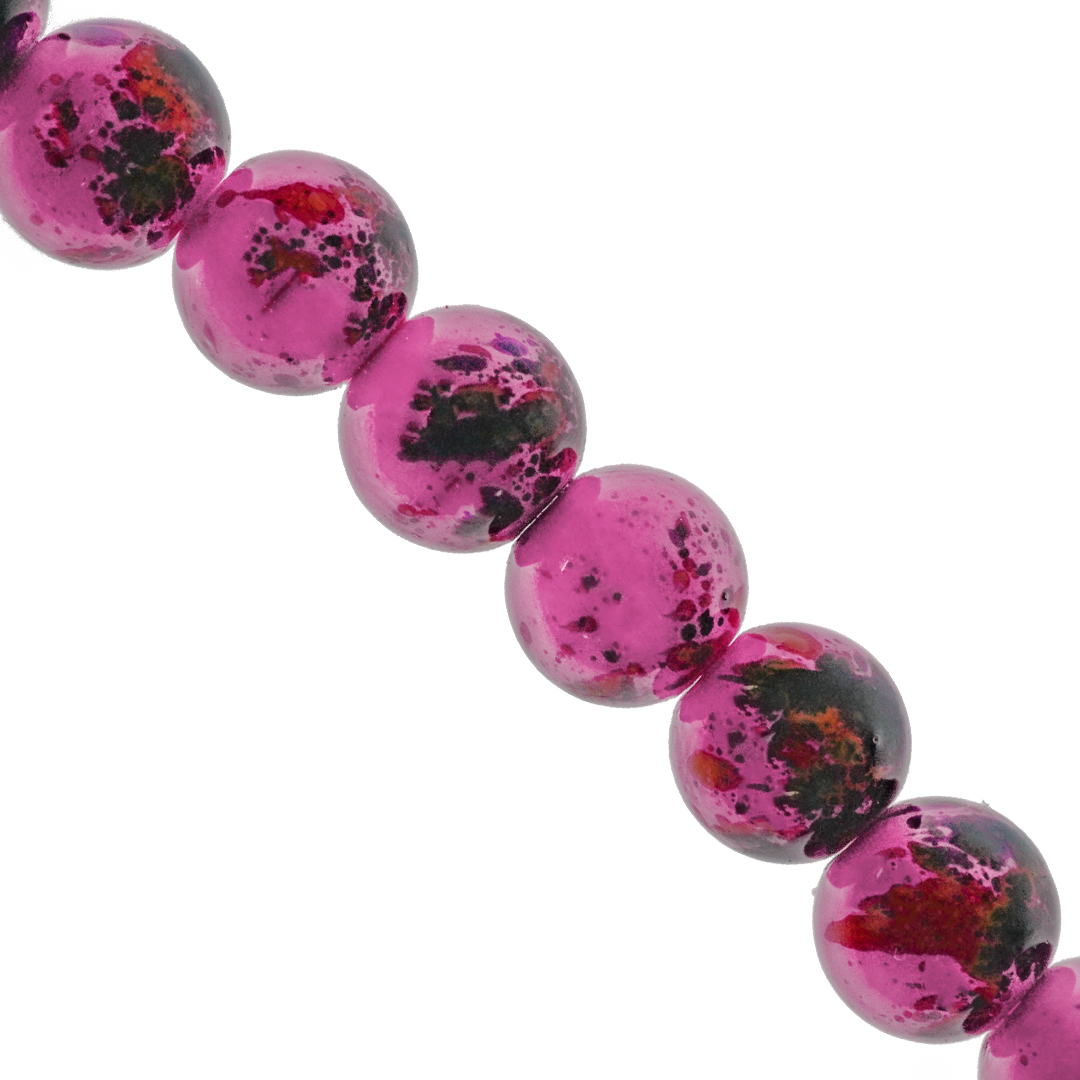 Marble Style Glass Beads, Splatter Paint Design, 10mm, Available in Multiple Colours