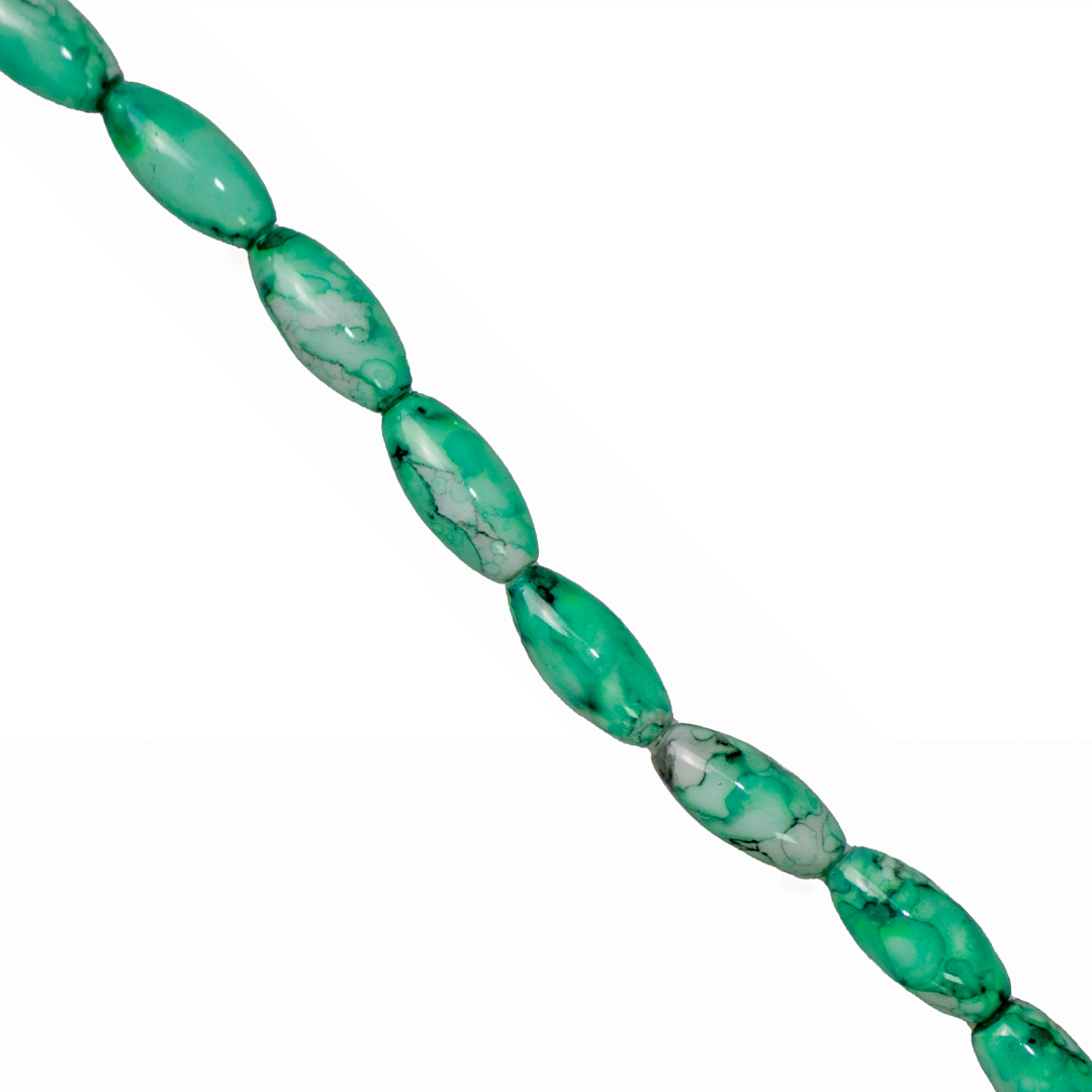 Marble Style Glass Beads, Long Oval, Opaque, 22mm x 10mm, Approx 36 pcs/strand, Available in Multiple Colours