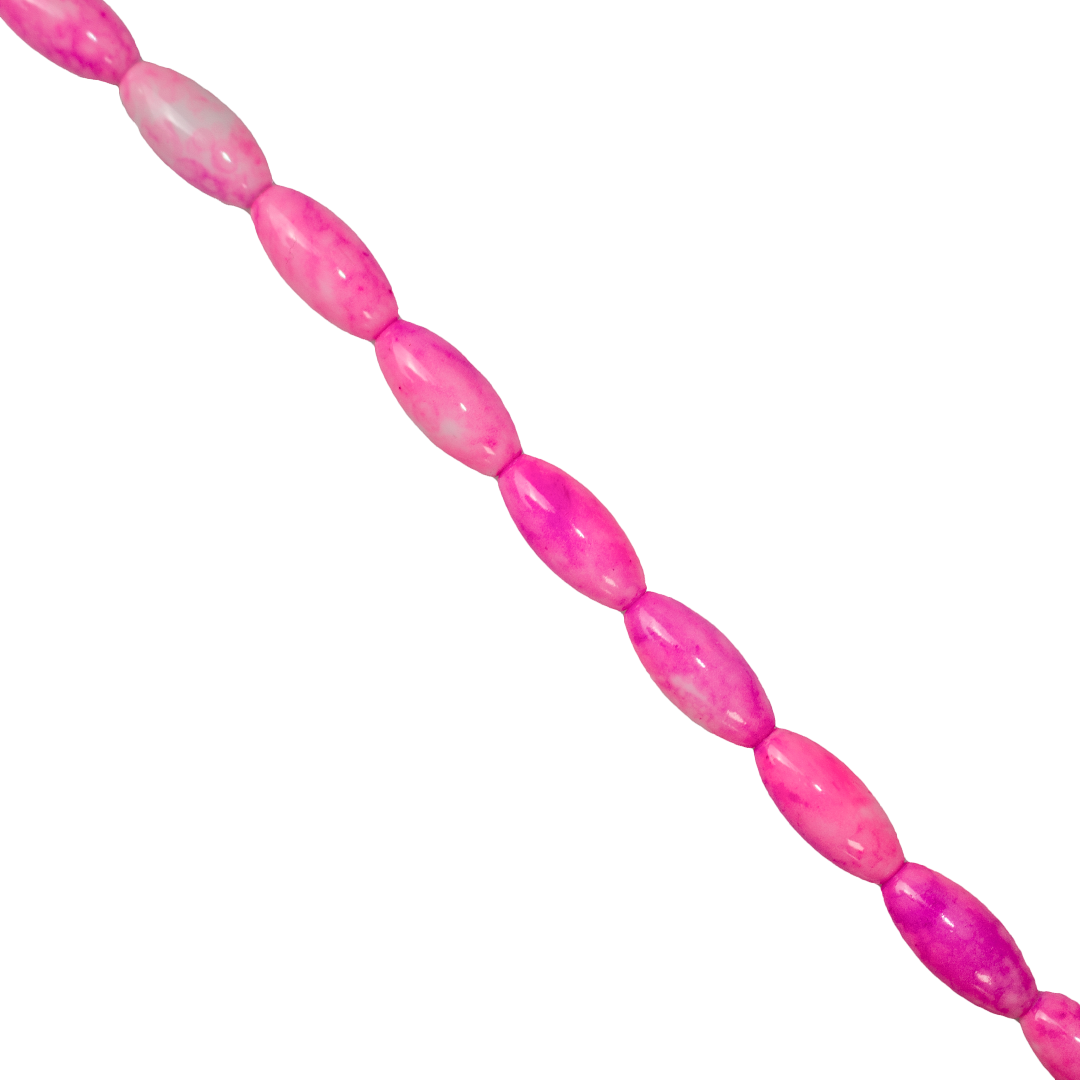 Marble Style Glass Beads, Long Oval, Opaque, 22mm x 10mm, Approx 36 pcs/strand, Available in Multiple Colours