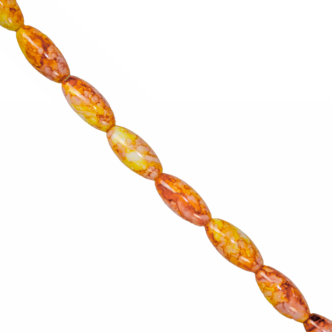 Marble Style Glass Beads, Long Oval, Opaque, 22mm x 10mm, Approx 36 pcs/strand, Available in Multiple Colours