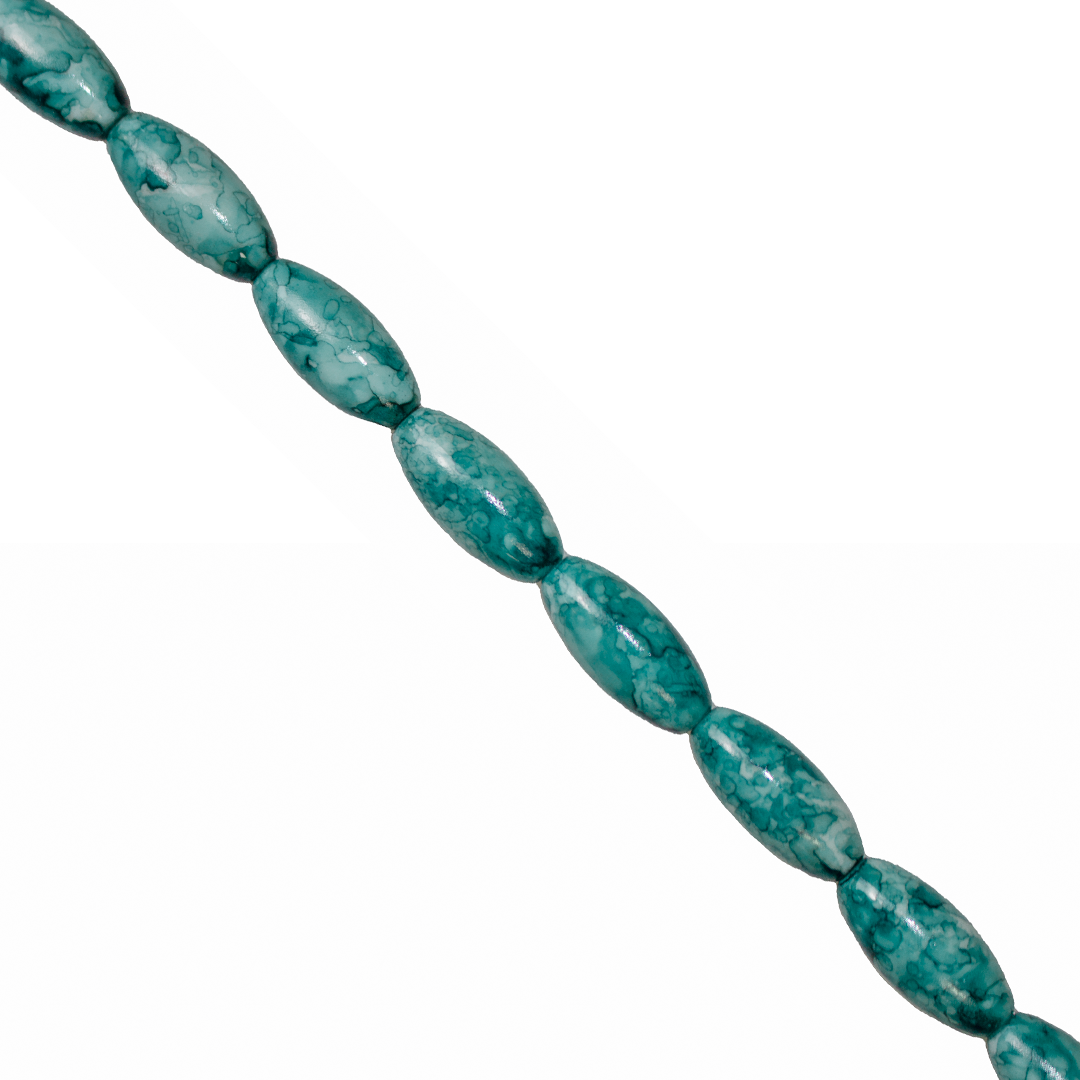 Marble Style Glass Beads, Long Oval, Opaque, 22mm x 10mm, Approx 36 pcs/strand, Available in Multiple Colours