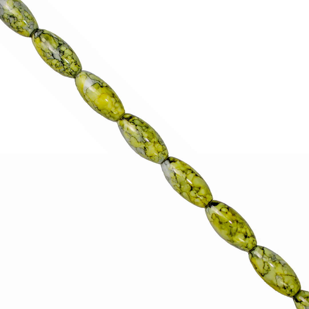 Marble Style Glass Beads, Long Oval, Opaque, 22mm x 10mm, Approx 36 pcs/strand, Available in Multiple Colours