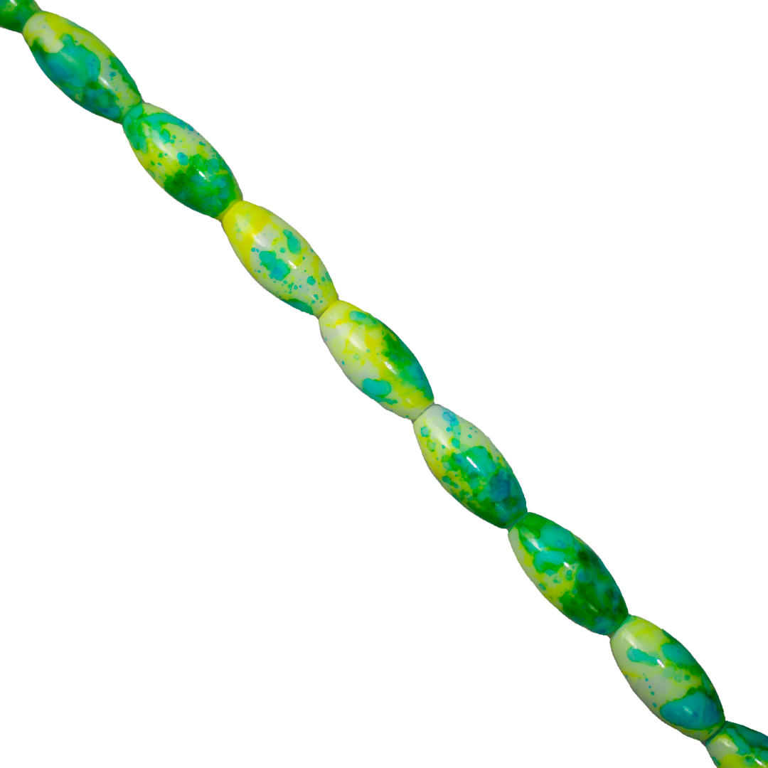 Marble Style Glass Beads, Long Oval, Opaque, 22mm x 10mm, Approx 36 pcs/strand, Available in Multiple Colours