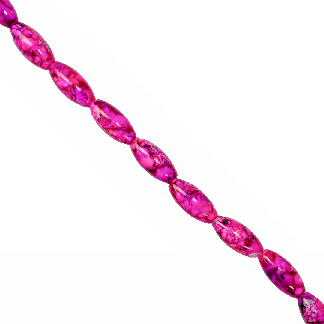 Marble Style Glass Beads, Long Oval, Opaque, 22mm x 10mm, Approx 36 pcs/strand, Available in Multiple Colours