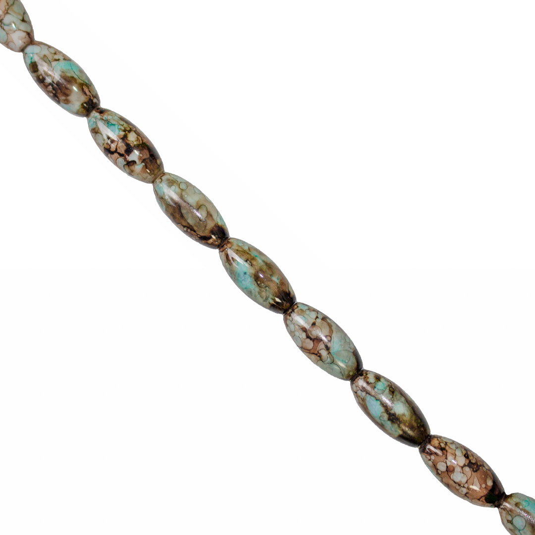Marble Style Glass Beads, Long Oval, Opaque, 22mm x 10mm, Approx 36 pcs/strand, Available in Multiple Colours