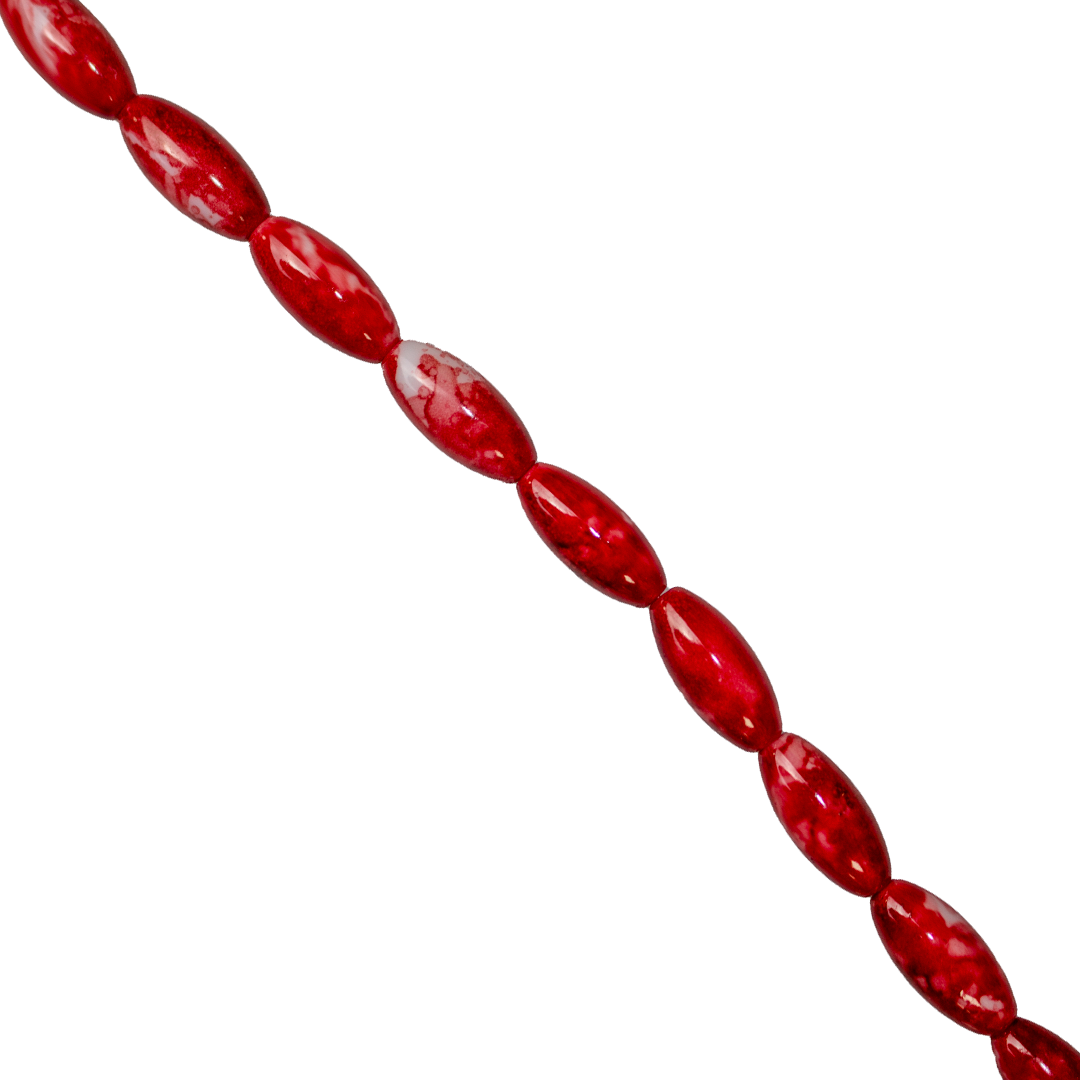 Marble Style Glass Beads, Long Oval, Opaque, 22mm x 10mm, Approx 36 pcs/strand, Available in Multiple Colours