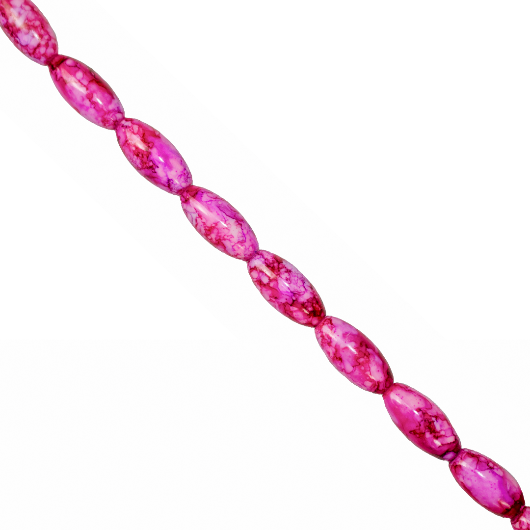 Marble Style Glass Beads, Long Oval, Opaque, 22mm x 10mm, Approx 36 pcs/strand, Available in Multiple Colours