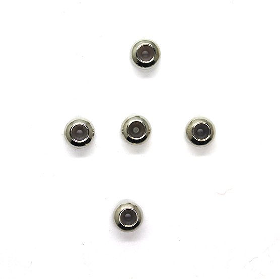 Spacer Bead, Roundel Bead w/ Silicone, Alloy, Silver, 6mm, Sold Per pkg of 6