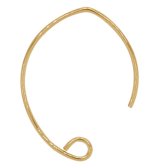 Earring, 14K Gold Filled, V Shape Ear Wire, 24mm x 17mm, 1 pair