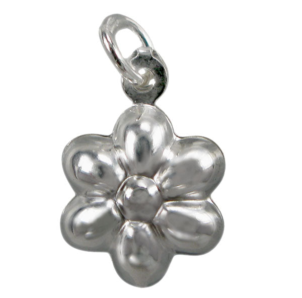 Charm, Flower, Sterling Silver, 9.5mm Diameter, 1 pc