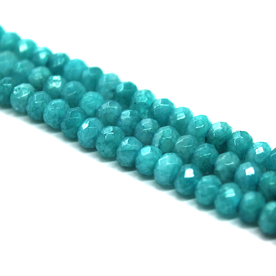 Dyed Deep Sky Blue Jade Rondelle Faceted, Semi-Precious Stone, 2x4mm, 32 pcs per strand