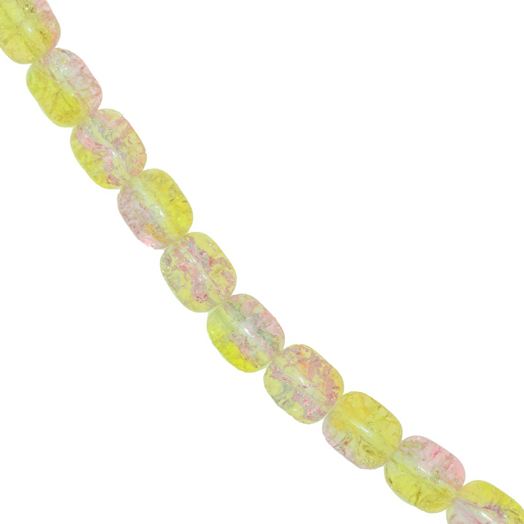 Glass Beads, Capsule, Cracked, 8mm x 10mm, Approx 80 pcs per strand, Available in Multiple Colours