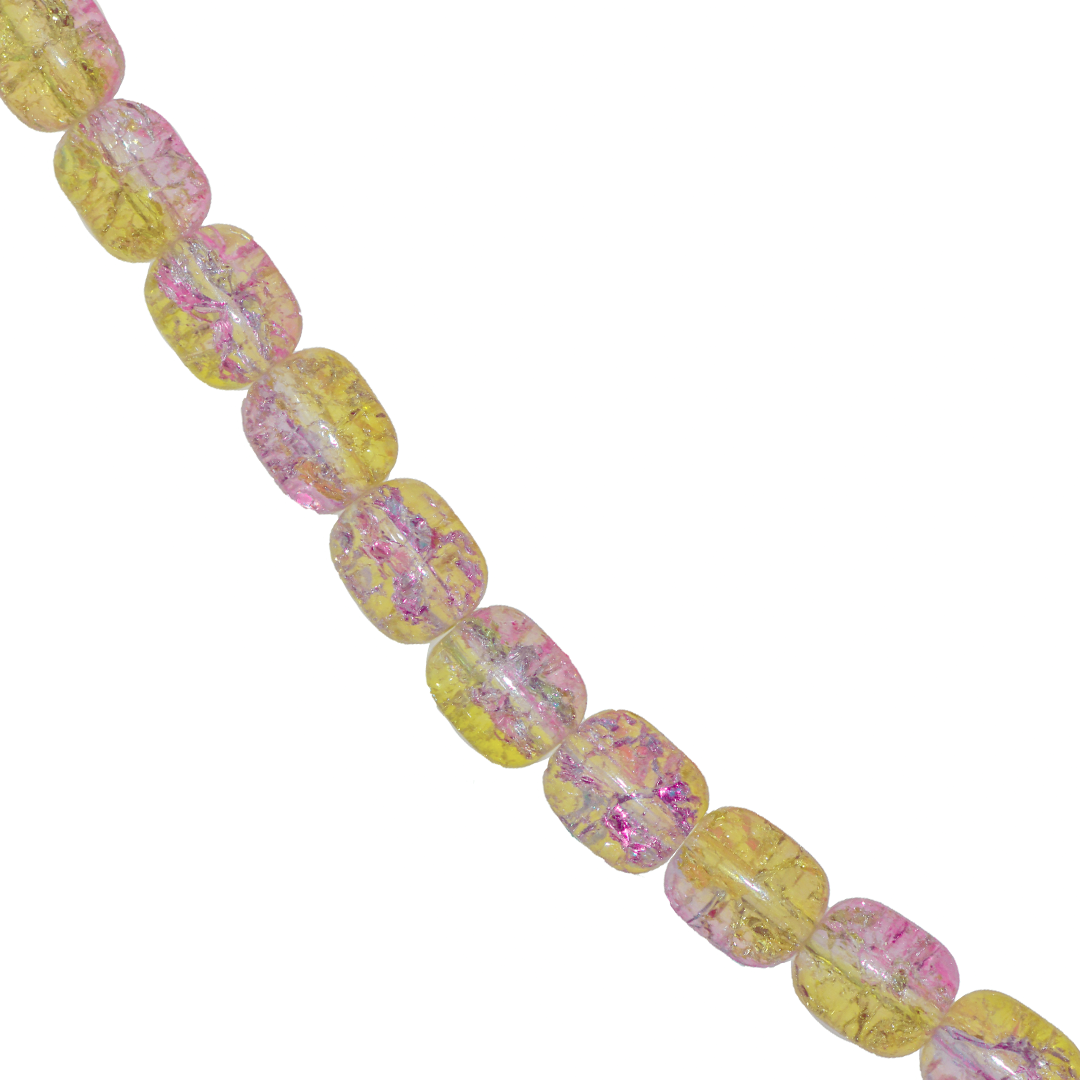 Glass Beads, Capsule, Cracked, 8mm x 10mm, Approx 80 pcs per strand, Available in Multiple Colours