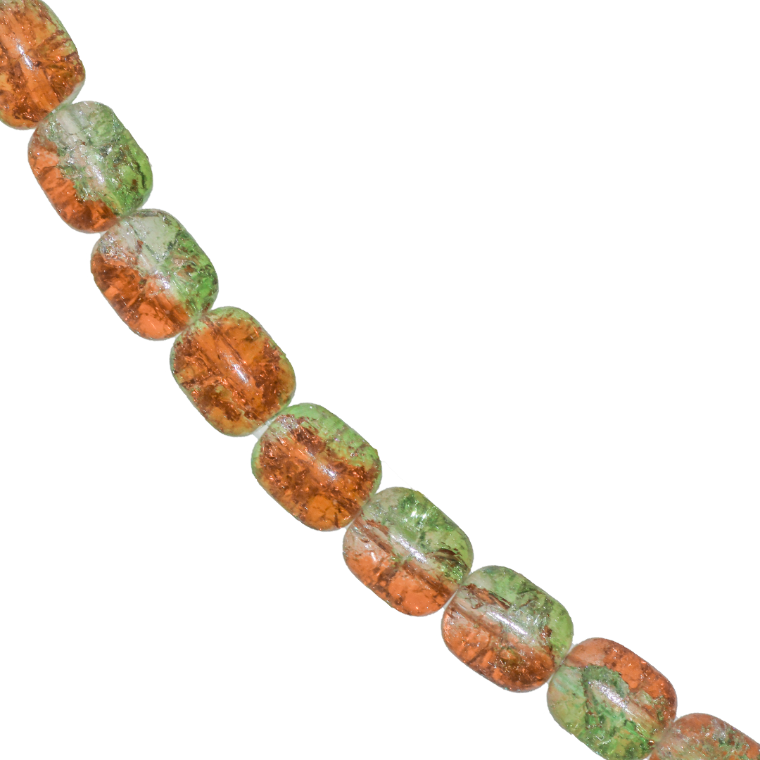 Glass Beads, Capsule, Cracked, 8mm x 10mm, Approx 80 pcs per strand, Available in Multiple Colours