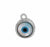 Charm, Evil Eye Charm, Sterling silver with rhodium, 6mm, 2mm loop - 1pc